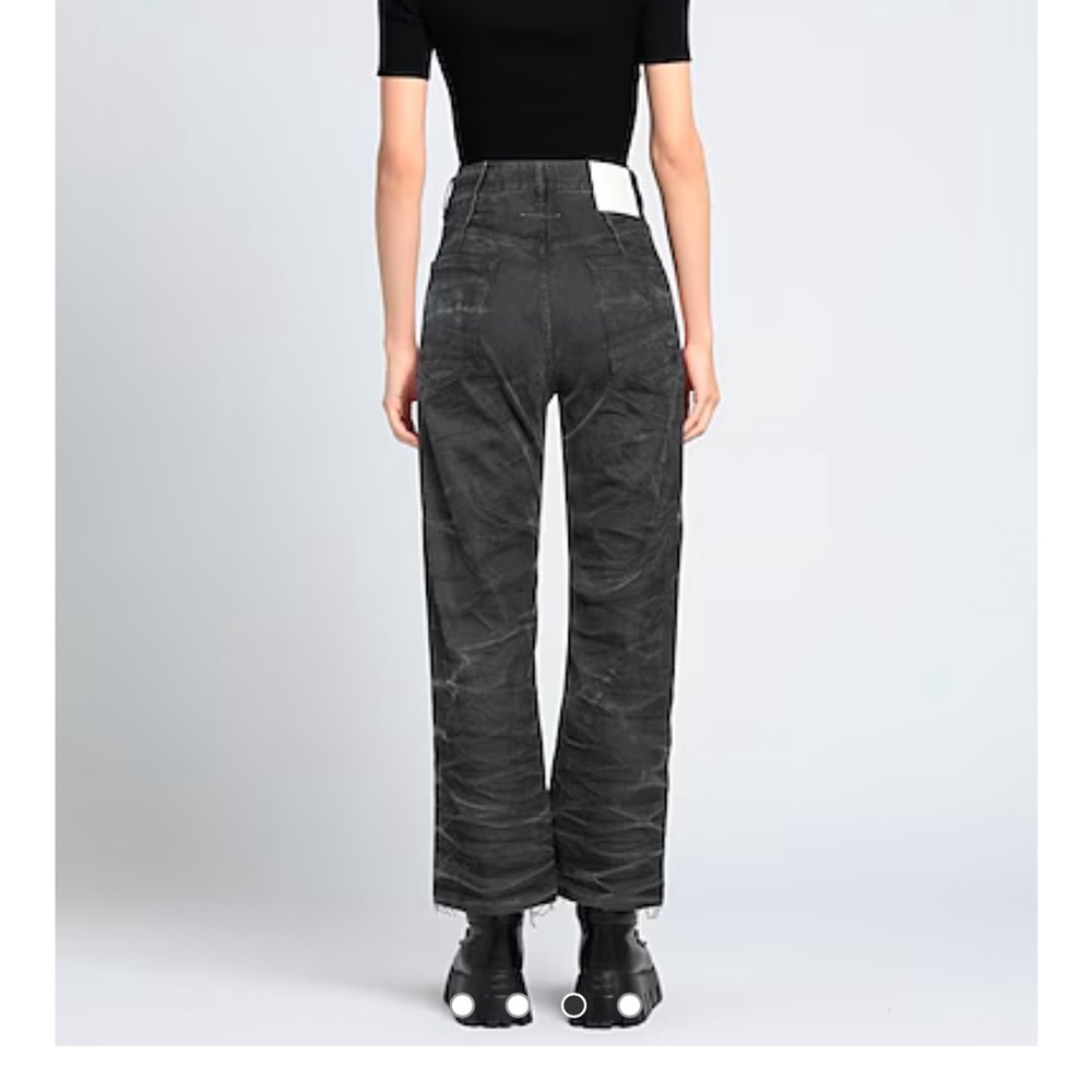 Maison Margiela black grey whisked jeans. Have the wide leg riding leg look